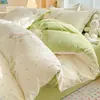 Conjunto de Roupa de Cama de Algodão Integral de Quatro Peças, Algodão Puro Novo Estilo 2026, Roupa de Cama Fresca e Simples, Lençol, Capa de Edredom, Conjunto de Três Peças, Adequado para Todas as Estações