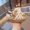 Sandálias Romanas Trançadas Moda Estilo Coreano para Meninas 2025 Primavera/Verão Novas Sandálias de Princesa com Biqueira Aberta, Solado Grosso e Antiderrapante para Crianças de Tamanho Médio a Grande