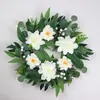 Corona de Hoja de Olivo y Rosa de Primavera y Verano de Amazon Transfronteriza Colgante de Pared para el Hogar Decoración de Puerta Principal