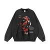 Ropa de calle europea y americana transfronteriza hip hop perro graffiti estampado pesado suéter con efecto desgastado sudadera con capucha suelta con efecto desgastado moda masculina marca