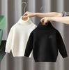 Camiseta Base Bordada de Cuello Alto para Niños Otoño e Invierno 2025 Nuevo Suéter de Terciopelo de una Pieza para Niños Color Sólido Suéter Combinable