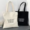 Verano Letras Simples Bolsa de Lona Portátil Cierre Bolso de Hombro Casual Bolsa de Tela Snack Compras Computadora Bolsa para Libros para Mujeres