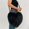 Bolso bandolera de amor europeo y americano de piel Bolso de felpa piel sintética de mapache bolso de hombro con forma de corazón bolso de piel de moda y personalidad