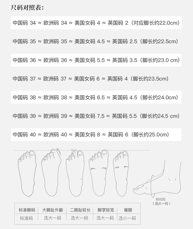 尺码表