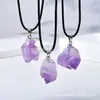 Collar de piedra amatista natural en bruto de forma irregular al por mayor, colgante de amatista único para mujer, suministro transfronterizo