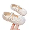 Zapatos de Cuero para Bebés Niñas, Nuevo Diseño Floral Primavera y Otoño, Versátiles Suela Suave Cómodos Zapatos de Cristal para Niñas Mayores