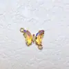 Pingente Borboleta Dourado Inlaid Zircônia Banhado a Ouro 18k Acessórios de Joia DIY Pulseira Colar Material Artesanal Duplo Pendurado Oblíquo Tamanho Pequeno