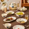 Cuencos de Arroz Cerámicos de Color Bajo Esmalte para Uso Doméstico, Alto Valor Estético, Nuevo Modelo 2026 Juego de Cuencos y Platos, Juego de Cuencos y Platos de Regalo para Boda y Inauguración de Casa