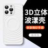 Adecuado para Funda de Teléfono Móvil Iphone16Promax Apple 14 Funda Escarchada con Tacto de Piel Ondulada 13 Cubierta Protectora con Película para Lente