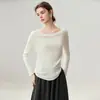 Suéter de Cachemira para Bebé Pequeño Otoño/Invierno Nuevo Estilo de Un Hombro Diseño Irregular Suéter de Punto a la Moda Capa Base