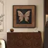 Arte de parede de sala de estar vintage estilo francês, pintura de armário de entrada com borboleta e floral, pintura decorativa retro de alta qualidade para sala de jantar e quarto