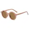 Gafas de Sol Redondas Nuevas 2021 Marco Mate Color Macarrón Bisagra de Metal Mismo Estilo que las Celebridades de Internet Gafas para Padres e Hijos