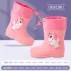 Botas de Lluvia para Niños Guardería Bebé Nuevas para Niñas Antideslizantes Impermeables Botas de Lluvia Cinturón Zapatos de Agua para Niños Caricatura Tubo Alto