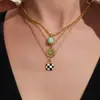 Collar con Colgante de Piedra Natural Esmaltada Miduoduo Cadena de Acero Inoxidable Estilo Simple Personalizado Joyería Moderna Versátil