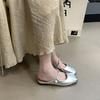 Chinelo Meio-Calcanhar Suave Estilo Francês para Mulheres Verão 2025 Ins Tricô Trançado Chinelo Aberto
