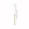 Cuchillo, Tenedor y Cuchara de Acero Inoxidable 201, Juego de Cubiertos Occidentales de Tres Líneas Semi-Dorado para Restaurantes y Hoteles, Cuchillo para Bistec, Cuchara y Tenedor de Postre