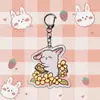 Chaveiro de Desenho Animado Fofo 2D Novo Transfronteiriço Coelhinho Porta-Chave de Bolo da Lua de Meio Outono Pingente de Carro Pingente de Mochila Escolar