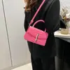 Bolsos Color Sólido Simple Bolso Cuadrado Pequeño con Relieve para Mujer Otoño 2024 Bolso Cuadrado Pequeño de Mano Cruzado con Patrón de Cocodrilo de Gama Alta