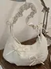Bolsa de Axila Estilo Coreano de Nicho Nova Primavera Bolsa de Mão Plissada com Laço para Mulheres Bolsa Nuvem de Ombro Único