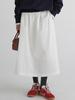 Vestido Midi Negro Japonés Línea A Bolsillo Oculto Algodón Peinado Falda de Trabajo Falda Paraguas Artística Falda de Algodón de Otoño Otoño
