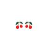 Pendientes Pequeños Dulces Lindos de Aguja de Plata Pendientes de Cereza de Fruta Roja Exquisitos Pequeños Frescos Versátiles Pendientes de Moda