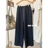 Calça de Perna Larga Confortável em Estilo Artístico e Relaxado, Calça Casual para Mulheres, Calça Reta Estilo Férias Retrô de Verão, Calça Longa Relaxada