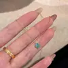 Modelo Más Vendido Transfronterizo Plata de Ley S925 Chapada en Oro de 18 Quilates Collar de Trébol de Cuatro Hojas Turquesa Cadena para Clavícula Versátil de Gama Alta de Nicho