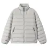 Tendencia Otoño e Invierno Nuevo Color Sólido Cortavientos Cuello Alto Chaqueta de Plumas Hombres Protección contra el Frío Cálido Plumón de Pato Top de Plumas Pareja de Hombres