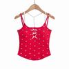 Puro Sexy Pequeno Floral Falso Duas Peças Pendente no Pescoço com Bojo Camisola Feminina Verão Justo Emagrecimento Roupa Externa Top