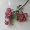 Flor Falsa Flor Artificial Rosa Seca de 3 Cabezas Borde Horneado Retro Otoño Accesorios de Fotografía Decoración para Hogar B&B Decoración Suave
