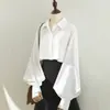 Camisa blanca profesional de cuello europeo y americano para mujer, nueva blusa elegante de manga de farol para primavera/verano, estilo commuter OL