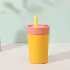 Venta al por mayor del fabricante Nuevo Modelo Taza Térmica de Acero Inoxidable de Doble Capa 12oz Taza con Popote para Niños Taza Portátil para Café para Viajes en Coche