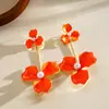 Pendientes de botón de acero con flor de gota de aceite de perla transfronterizos europeos y americanos, pendientes exagerados simples y dulces, pendientes para mujer de lujo ligero y de alta gama