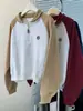 Sudadera Chaqueta Estilo Coreano Foto Real Primavera y Otoño Media Cremallera Cuello Polo para Mujer Talla Grande Casual Bordada Manga Larga
