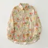 Camisa estampada de manga larga para mujer de primavera y otoño, corte holgado, adelgazante, casual, cuello de solapa, blusa vintage