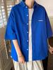 Camisas Casuais Esportivas Finas de Manga Curta para Homens Estilo Hong Kong Estilo Japonês Camisas e Jaquetas de Manga Meia para Meninos Modernos