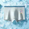 Ropa interior para niños, Malla de seda helada, Estilo fino de verano, Estampado de dibujos animados, Calzoncillos tipo bóxer para niños medianos y grandes, Calzoncillos tipo bóxer para estudiantes