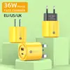 Nuevo Cargador de Teléfono Móvil Estándar Europeo y Americano Transfronterizo 36W Cabezal de Carga Rápida de Doble Puerto Estándar Británico Qc3.0+Pd20W A+C