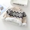 Suéter Grueso Forrado de Polar para Niños y Niñas Suéter de Punto Retro Pulóver Básico para Bebés Niños Algodón Puro