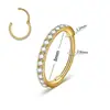Brincos Redondos de Aço Inoxidável Esculpido Transfronteiriço com Zircônia Cúbica Branca Simples Brincos de Piercing Anéis de Osso da Orelha com Agulha Fina Galvanizada da Moda
