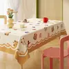 Toalha de Mesa Desenho Animado, Sem Lavagem, Impermeável, À Prova de Óleo, Resistente ao Calor, Estilo Dopamina Creme, Toalha de Mesa Retangular, Protetor de Mesa, Chá