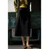 Falda Midi Color Café con Abertura Trasera, Nuevo Estilo Otoño/Invierno 2026, Cintura Alta, Favorecedora, Falda con Diseño Plisado