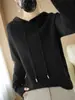 Nuevo suéter de punto con capucha de otoño para mujer, suéter de punto de manga larga, sudadera de punto básica holgada casual, jersey casual