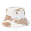 Sombrero de Vaca Nuevo Imitación Piel de Conejo Sombrero de Pescador Estampado Moda Felpa Cálido Sombrero Espeso Celebridad de Internet Estilo Callejero Dulce Sombrero