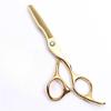 Tesoura de cabelo prateada Flying Blue para adultos Tesoura de dentes de platina Aparador de cabelo fino Franja plana dourada de 6 polegadas