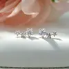 Pendientes de Estrella de Tres Puntas con Circonita Aguja de Plata S925 Moda para Mujer Amazon Nuevo Estilo Pendientes Estación Internacional Venta al por Mayor