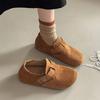 Zapatos de Felpa Gruesos Cálidos Peludos Estilo Bosque con Hebilla Retro para Mujer Nuevos Otoño e Invierno 2025 Zapatos Birkenstock sin Cordones