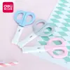 Tijeras de seguridad Deli 6070 punta de cuchilla redondeada Cuchillo de corte de papel para mano de niño funda de plástico tijeras para estudiante venta al por mayor