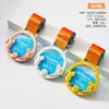 Medalla Metálica de Arena Líquida de Nuevo Estilo para Conmemoración del Día de Deportes Escolares de Otoño, Placa para Competición de Esquí, Premio de Honor para Eventos de Caminata