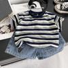 Conjunto de Verão Masculino Manga Curta 2026 Novo Estilo Polo Estiloso para Menino Conjunto Jeans de Duas Peças para Crianças Bebê Roupas Infantis